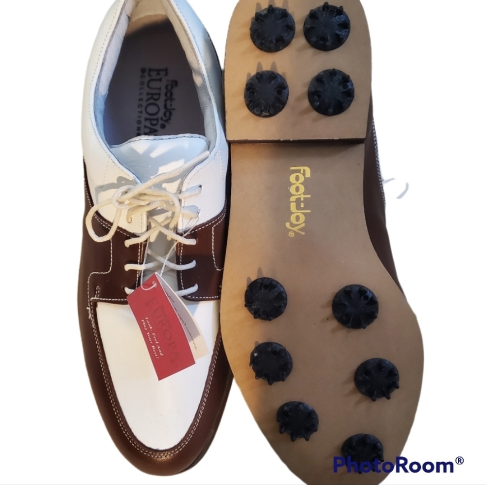 NWT Boys FootJoy Europa Golf Shoes Size 8 Brown White
